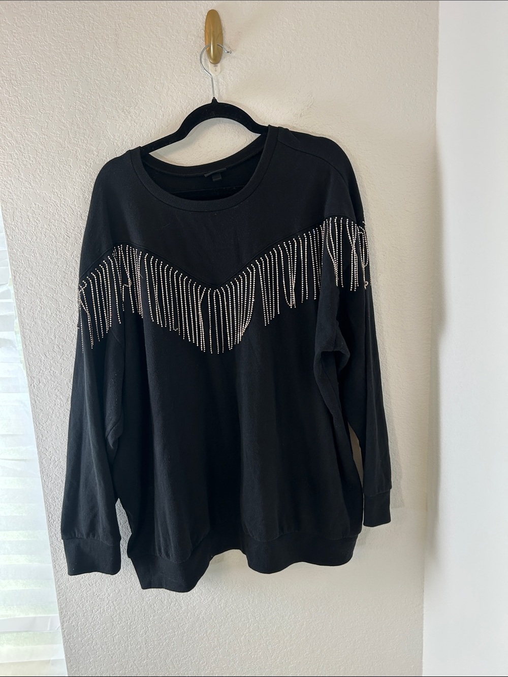 Torrid Black Crewneck Sweatshirt with Rhinestone layer western whimsigoth  3x